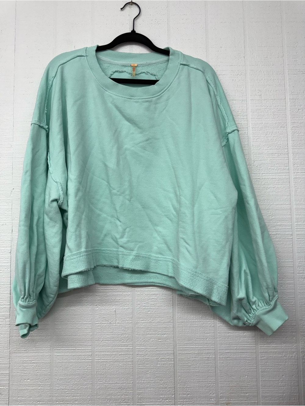 Free People Mint Boxy Crewneck Sweatshirt